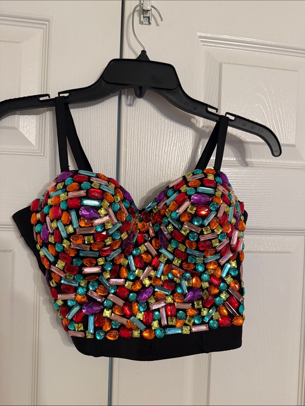 Embellished Gemstone Crop Top - Multicolor